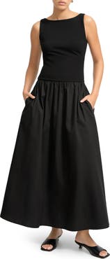 Marcella Gillian Mixed Media Ponte & Cotton A-Line Dress