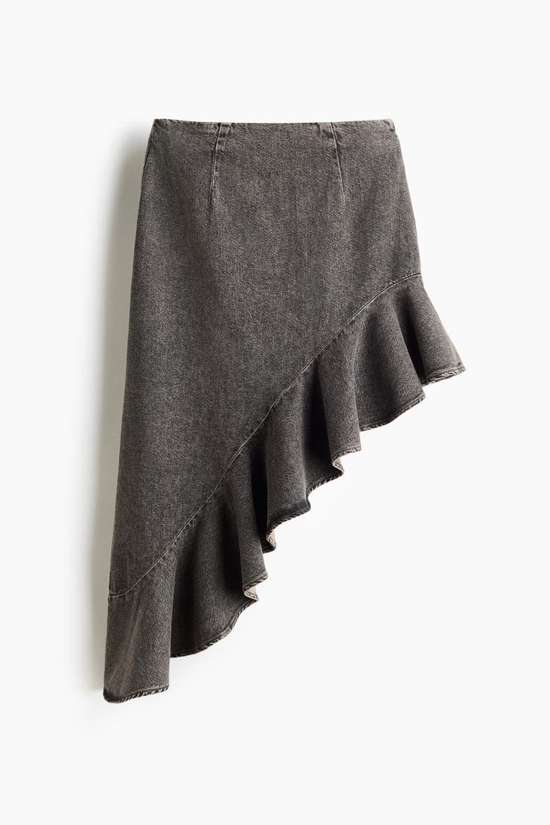 Asymmetric Denim Skirt, Alternate, color, Dark denim gray