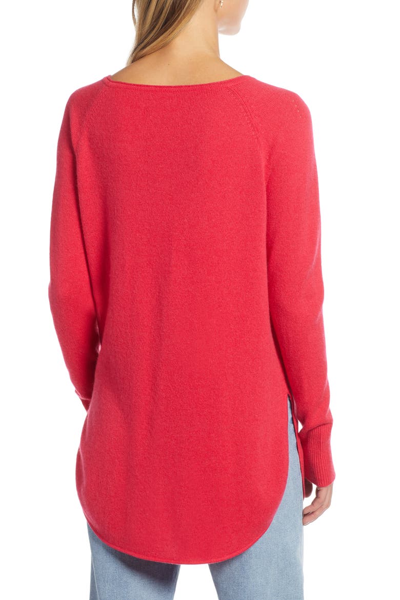 Shirttail Wool & Cashmere Boatneck Tunic, Alternate, color, PINK ROSE
