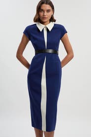 Karen Millen Contrast Collar Tailored Midi Dress
