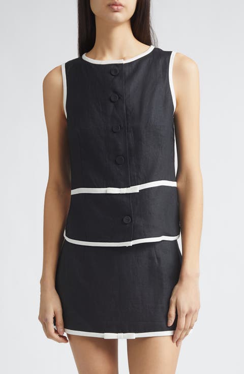 Gender Inclusive Pauline Linen Bow Top