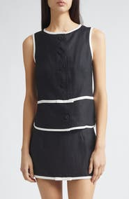Tanner Fletcher Gender Inclusive Pauline Linen Bow Top