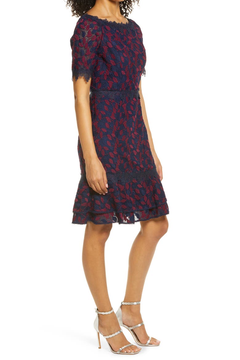 Lace Sheath Dress, Alternate, color, NAVY/BERRY