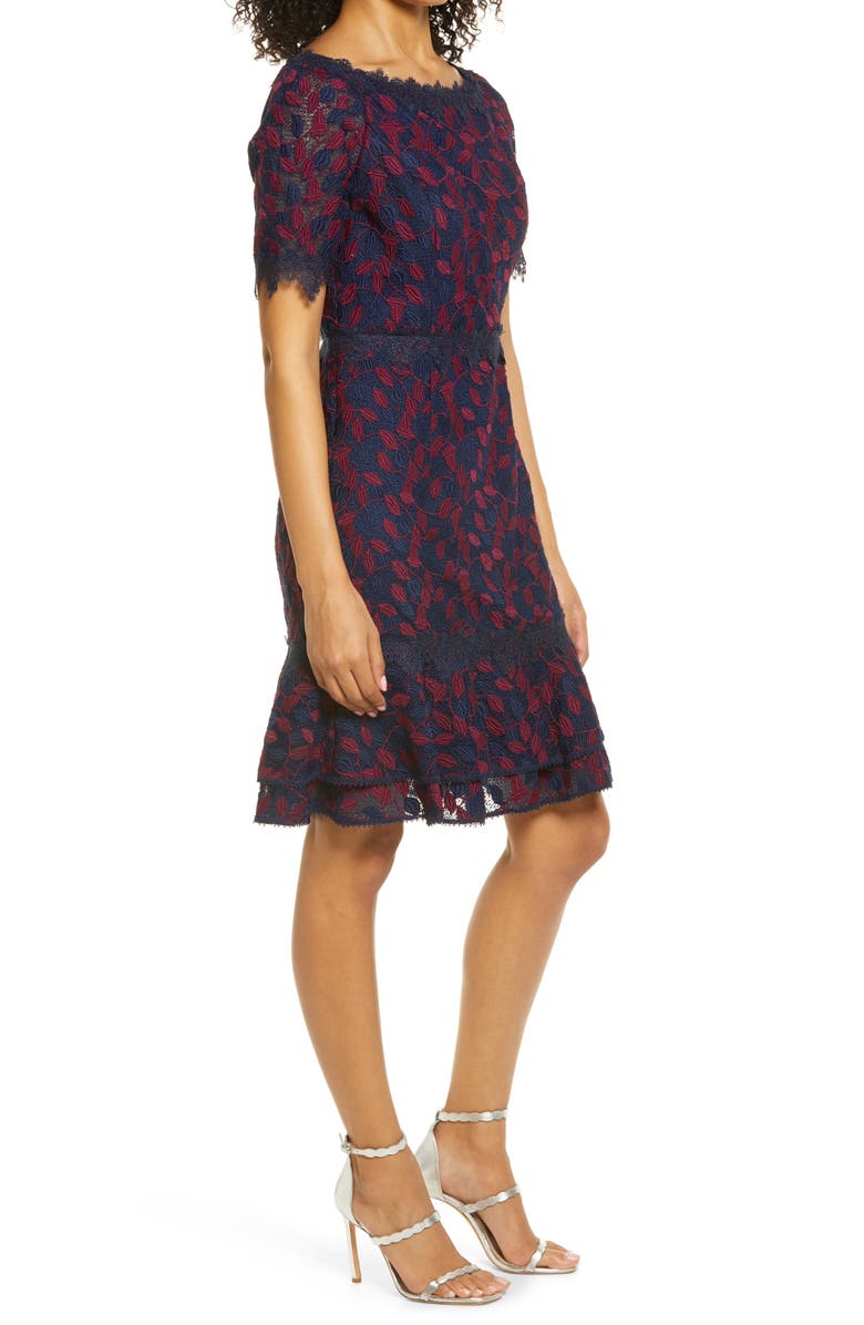 Shani Lace Sheath Dress, Alternate, color, Navy/Berry