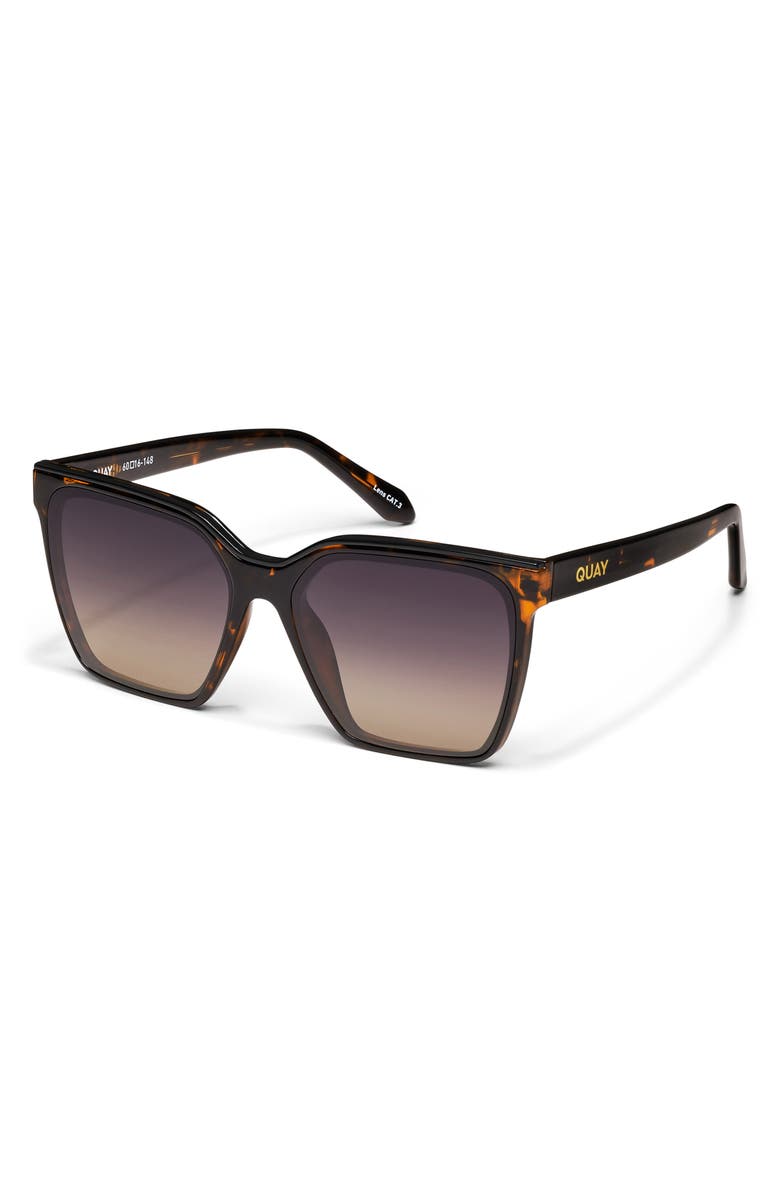 QUAY Level Up 60mm Square Polarized Sunglasses, Alternate, color, Tort Gold/ Smoke Polarized