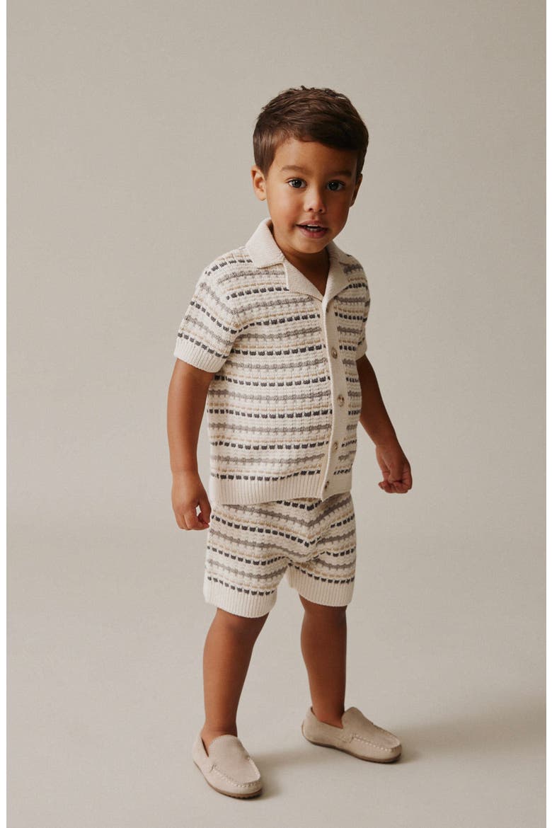 Kids' Knit Shirt & Shorts Set, Alternate, color, NEUTRAL