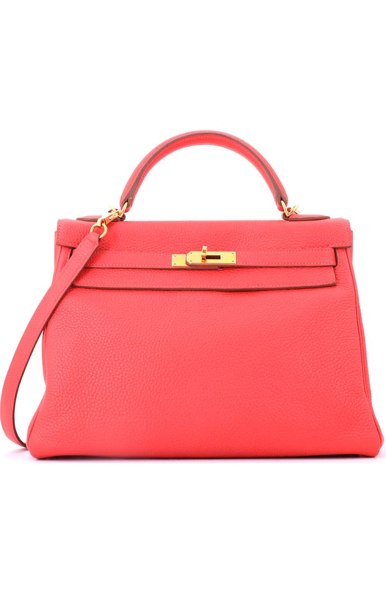 Pre-Owned Hermes Kelly Handbag Pink Clemence with Gold Hardware 32, Main, color, Rose Jaipur