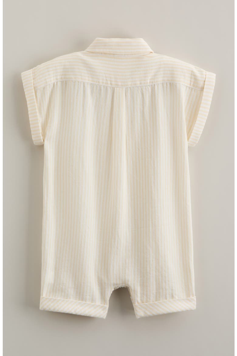 Stripe Cotton Romper, Alternate, color, BEIGE WOOD WINNIE STRIPE