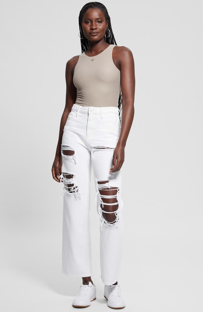 GUESS '90s Distressed High Waist Flare Jeans, Alternate, color, 