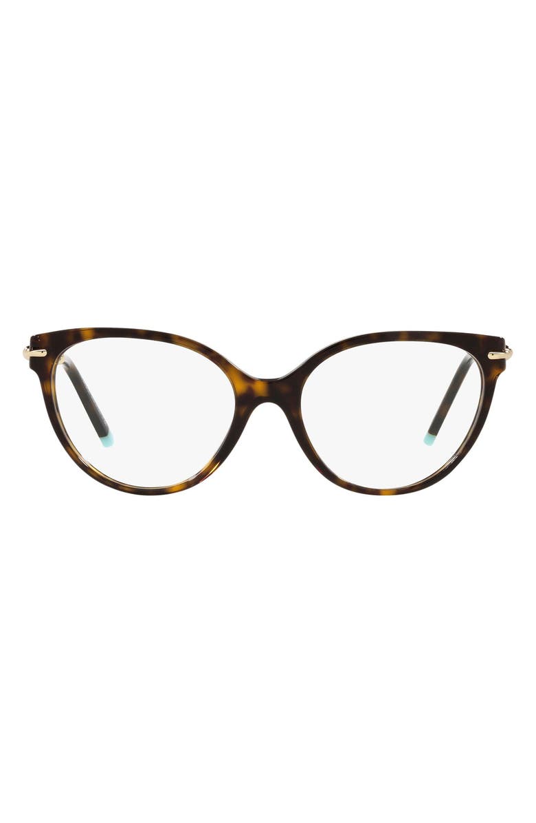 Tiffany & Co. 53mm Cat Eye Optical Glasses, Main, color, Havana/ Demo Lens