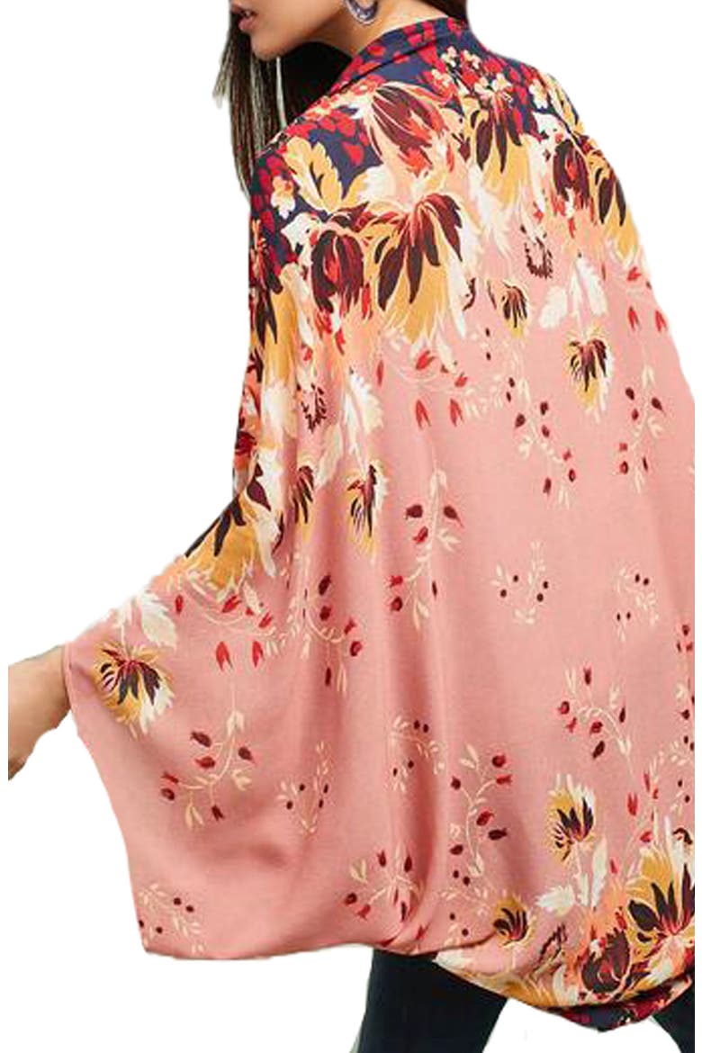 Abstract Floral Print Topper, Alternate, color, PINK