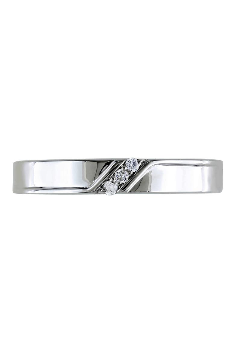 Men's Sterling Silver Diamond 3-Stone Ring - 0.05 ctw., Alternate, color, WHITE