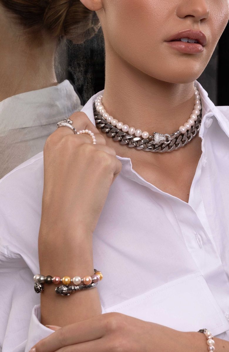 Nialaya Chunky Cuban Chain Choker, Alternate, color, Silver
