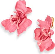 Oscar de la Renta Half Gardenia Clip-On Drop Earrings