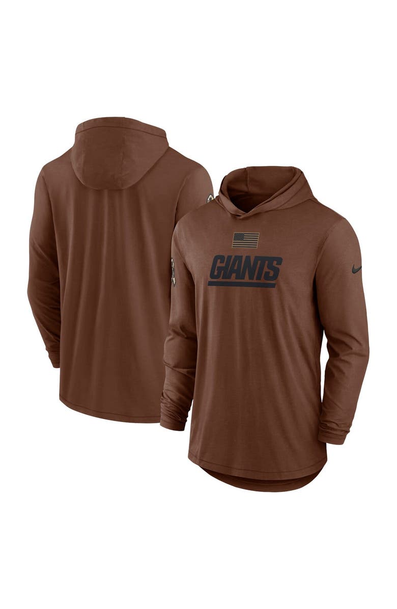 Nike Men's Nike Brown New York Giants 2023 Salute To Service Lightweight Long Sleeve Hoodie T-Shirt, Main, color,