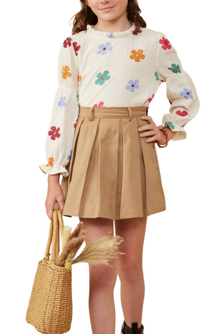 Kids' Pleated A-Line Skirt, Alternate, color, TAUPE