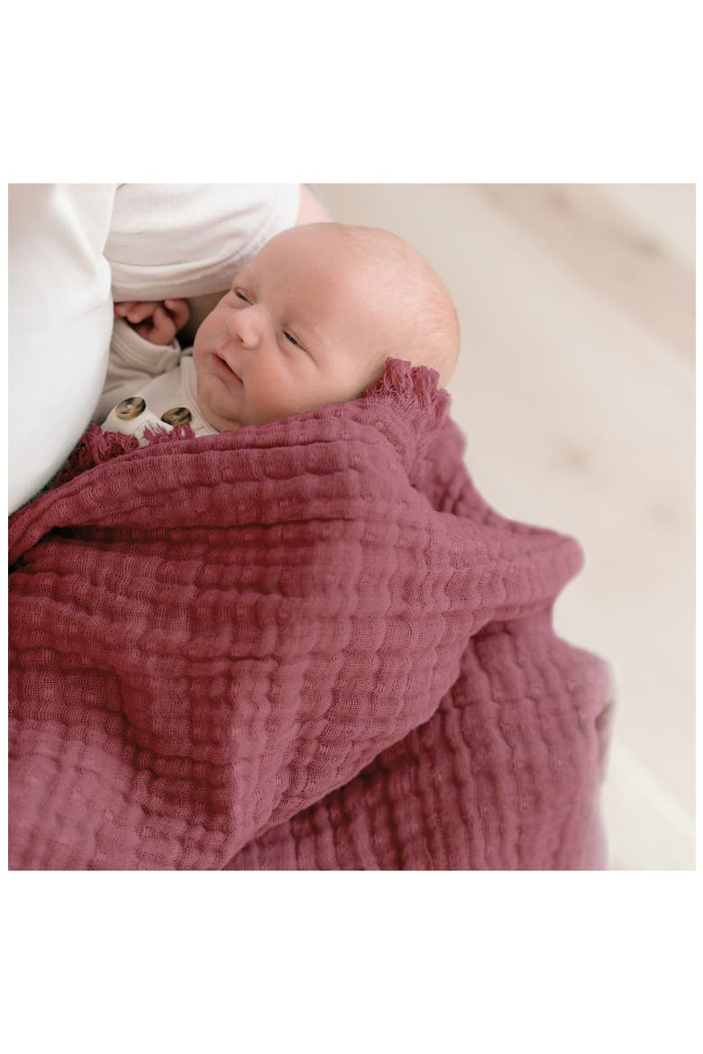 Ombré Cotton Muslin Blanket, Alternate, color, RED