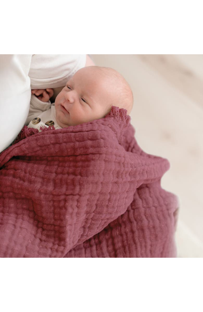 CRANE BABY Ombré Cotton Muslin Blanket, Alternate, color, Red