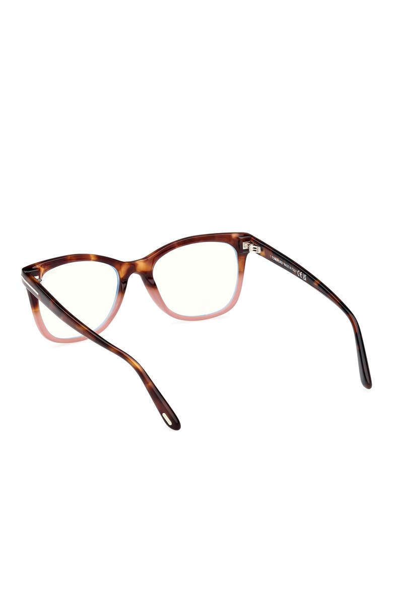 52mm Square Blue Light Blocking Glasses, Alternate, color, HAVANA TO MILKY PINK / T LOGO