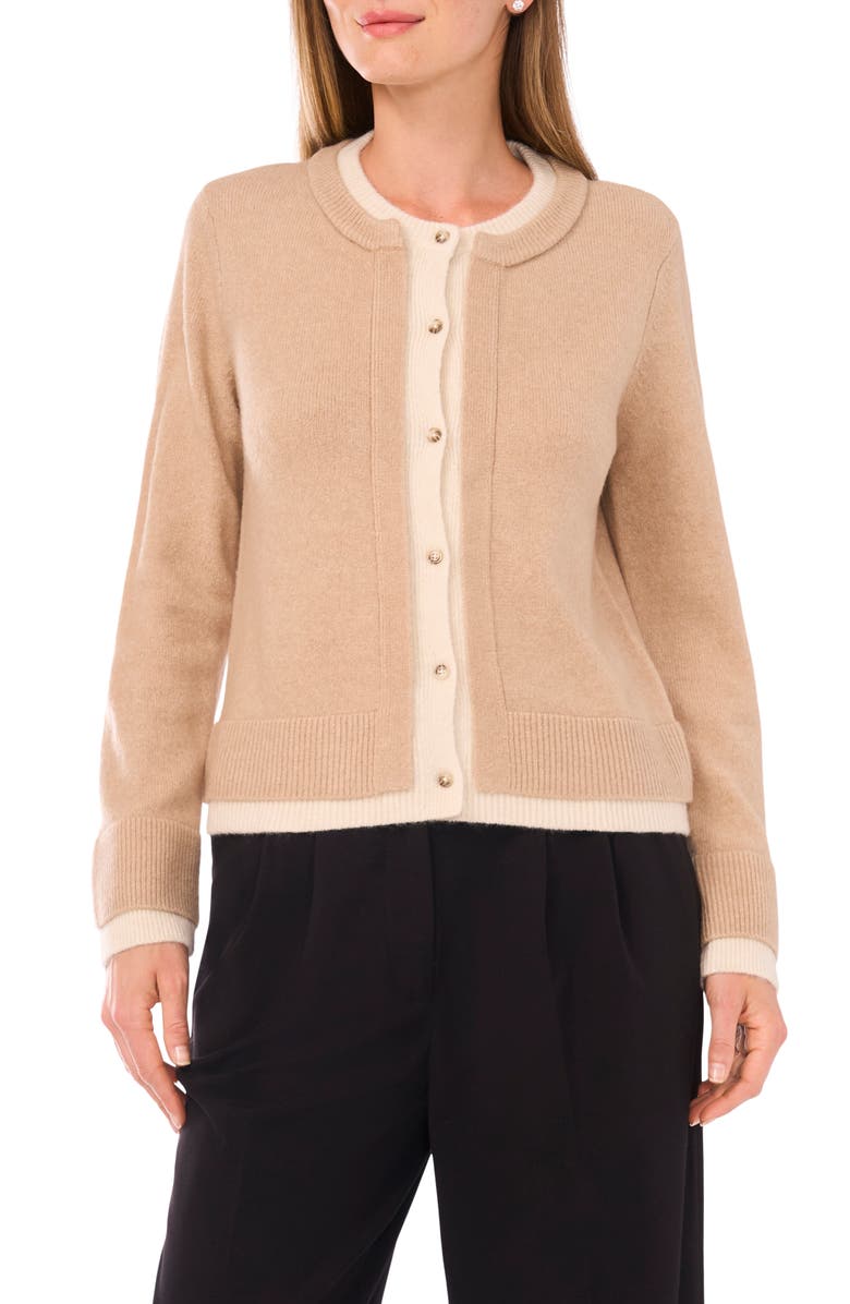 Ted Baker Layered Cardigan, Main, color, Coastal Beige
