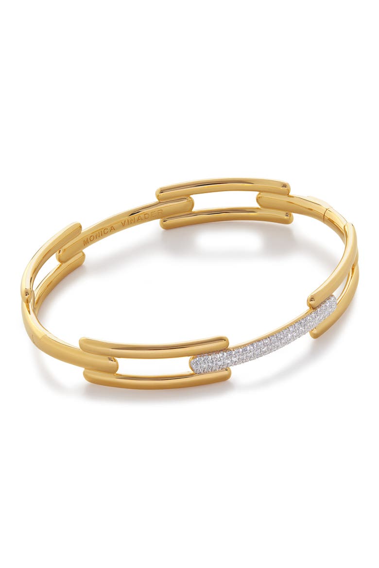 Lab Created Diamond Bangle, Alternate, color, 18CT GOLD VERMEIL / DIAMOND
