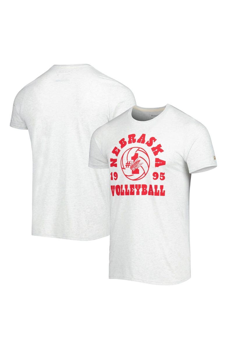 HOMEFIELD Men's Homefield Ash Nebraska Huskers Vintage 1995 Nebraska Volleyball Champions T-Shirt, Alternate, color, 