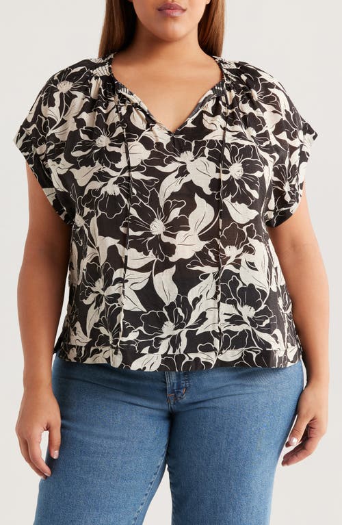 VINCE CAMUTO VINCE CAMUTO FLORAL DOLMAN SLEEVE PEASANT TOP