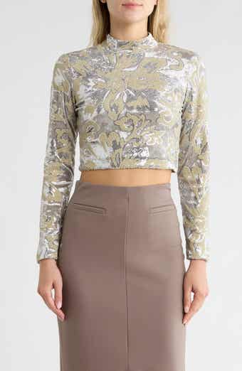 maje Laneli Sequin Mock Neck Top