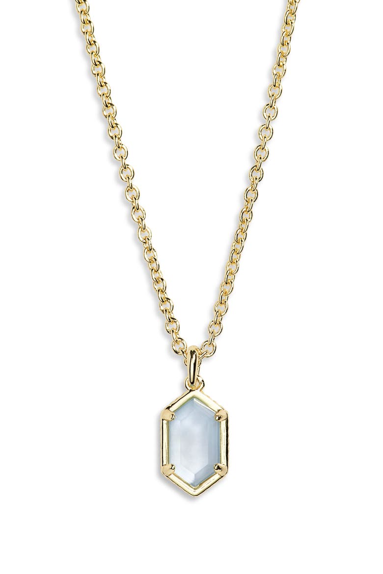Hallie Short Pendant Chain Necklace, Main, color, GOLD SKY BLUE PEARL