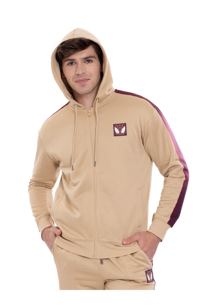 Spider-Man Zip-Up Hooded Sweatshirt, Main, color, Tan Spider Man