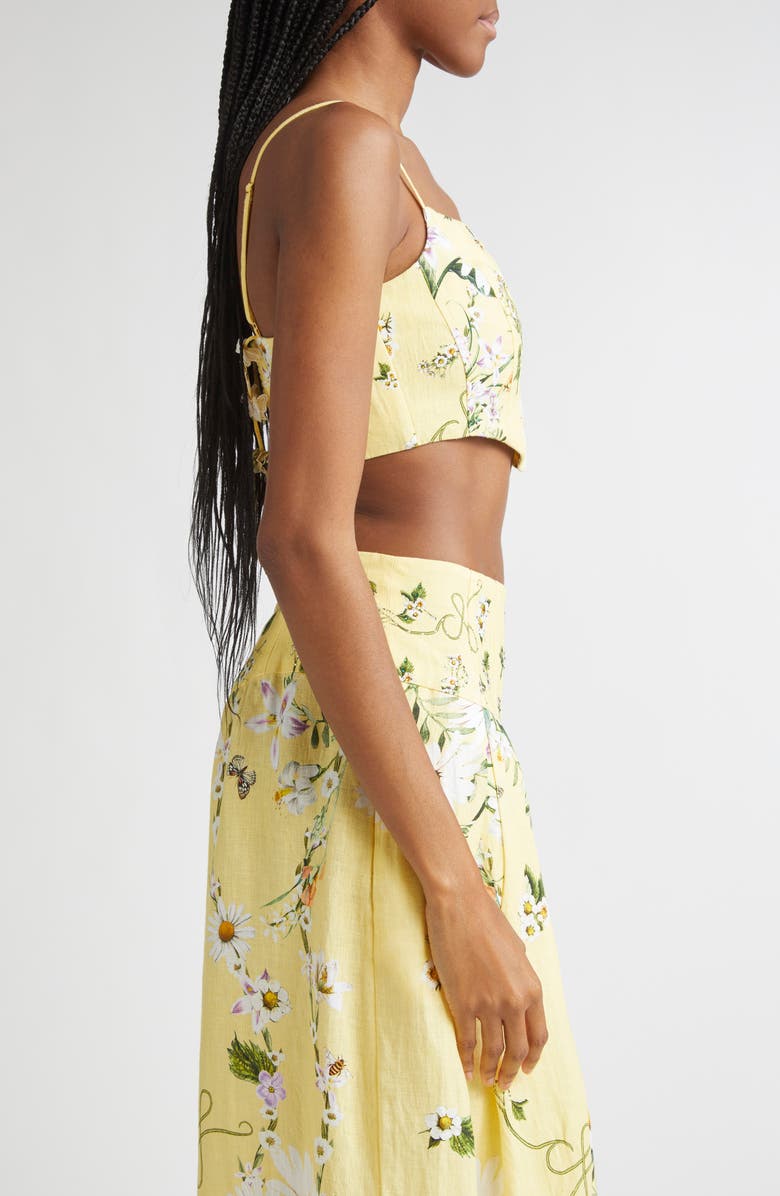 Camilla Daisy Chain Linen, Cotton & Silk Crop Corset Top, Alternate, color, Daisy Chains