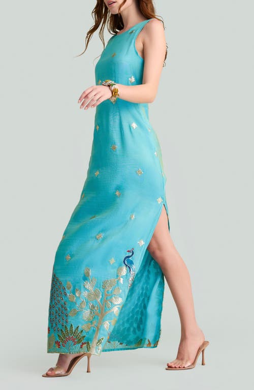 Holichic Luna Embroidered Maxi Dress In Blue
