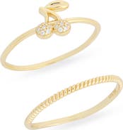 ARGENTO VIVO Set of 2 Pavé Cubic Zirconia Cherry Stackable Rings