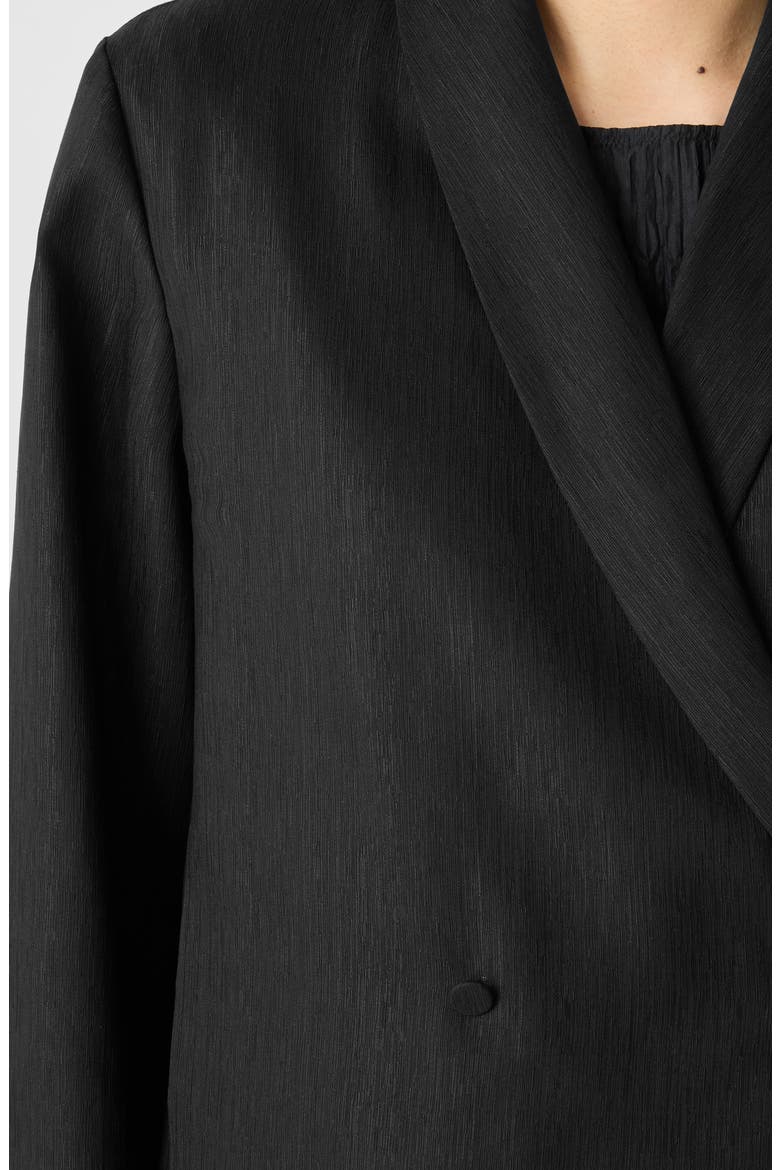 Shawl Collar Textured Silk Weave Double Breasted Jacket, Alternate, color, BLACK