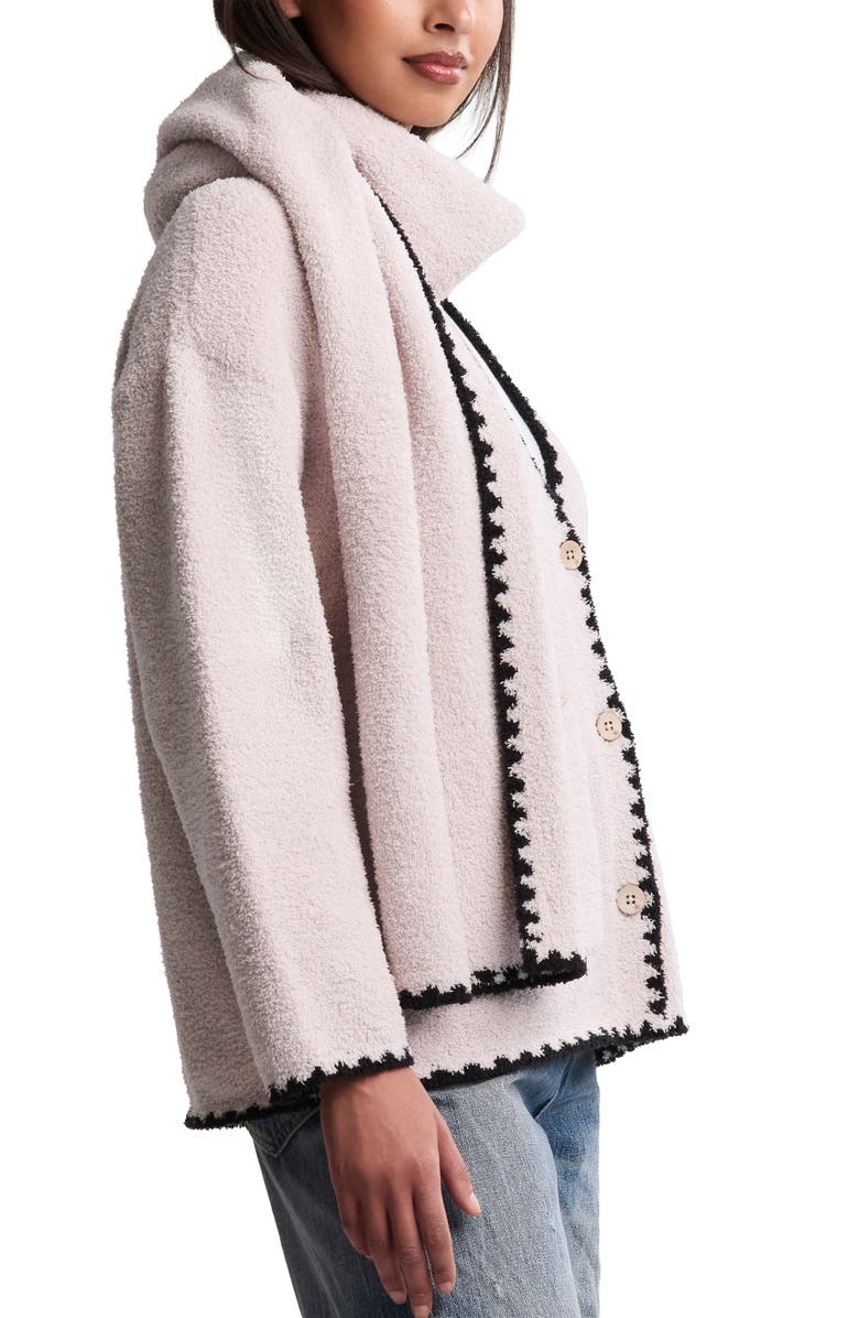 Barefoot Dreams<sup>®</sup> CozyChic<sup>®</sup> Blanket Stitch Cardigan with Detachable Scarf, Alternate, color, Stone