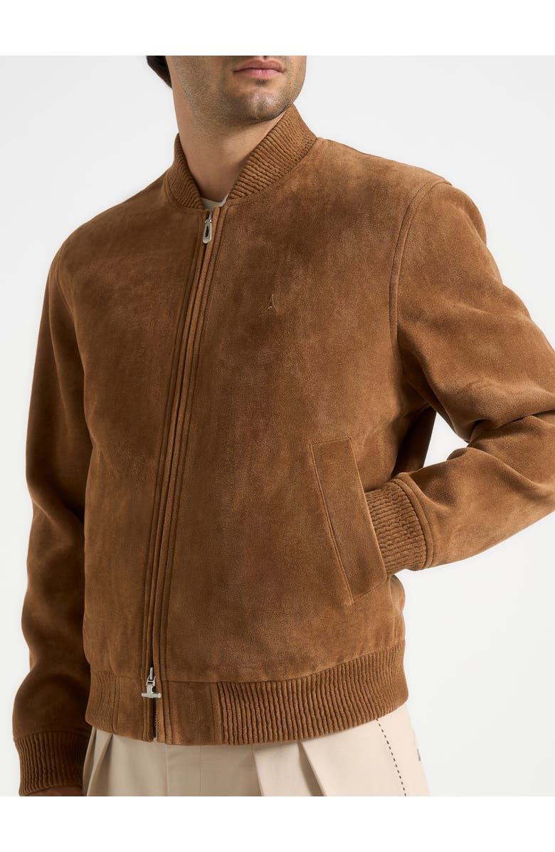 Manière De Voir Arsene Suede Bomber Jacket, Alternate, color, Fawn