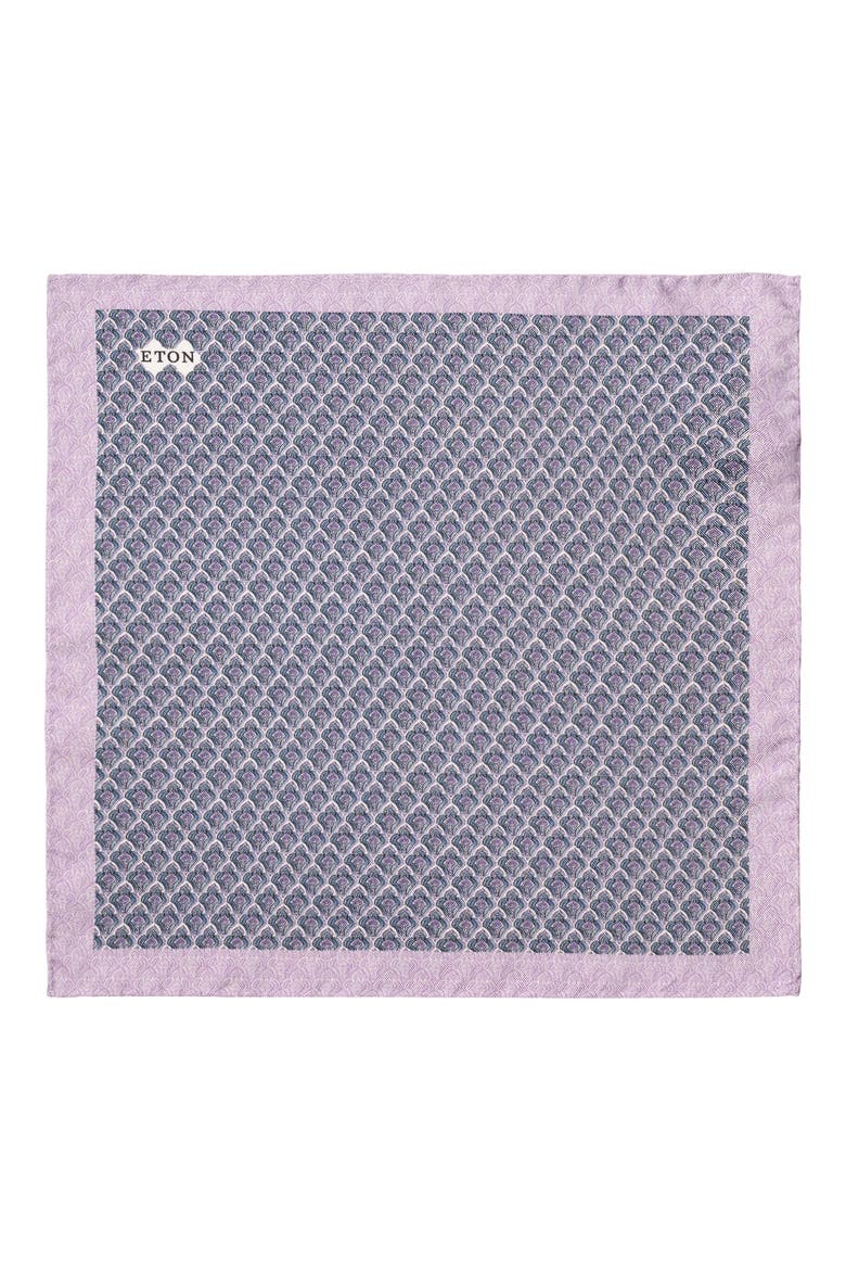 Geometric Silk Oxford Pocket Square, Alternate, color, MEDIUM PURPLE