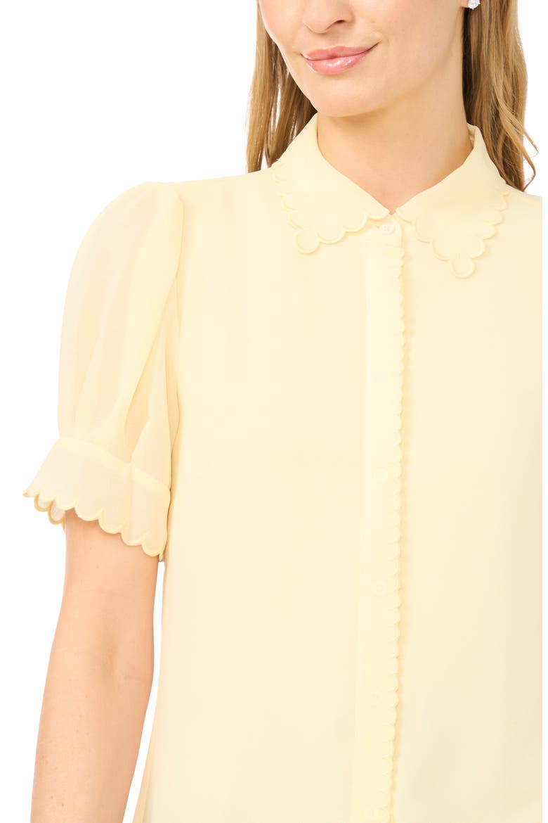 Scallop Trim Button-Up Shirt, Alternate, color, LEMON DROP