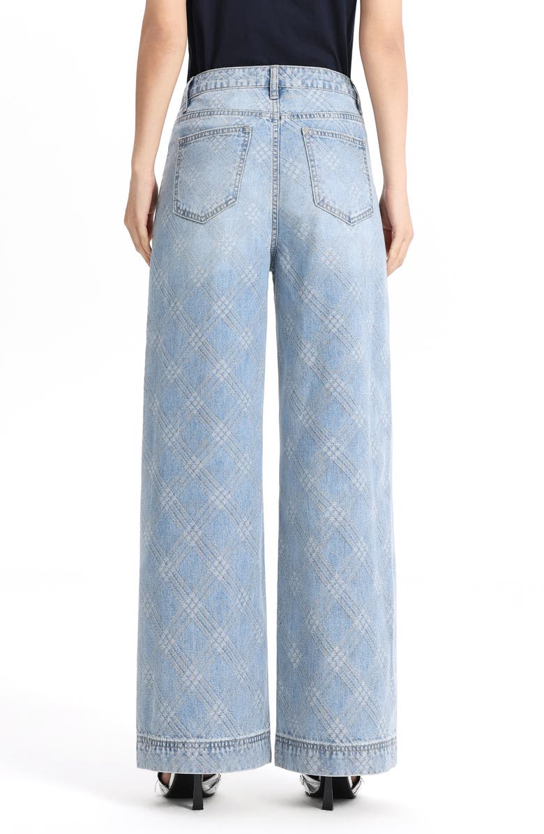 Bayeas Embellished Textured Plaid High Waist Wide Leg Jeans, Alternate, color, Lightstream