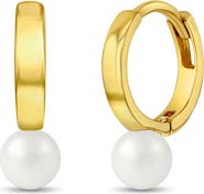 In Season Jewelry 14k Gold Tiny Pearl Hoops