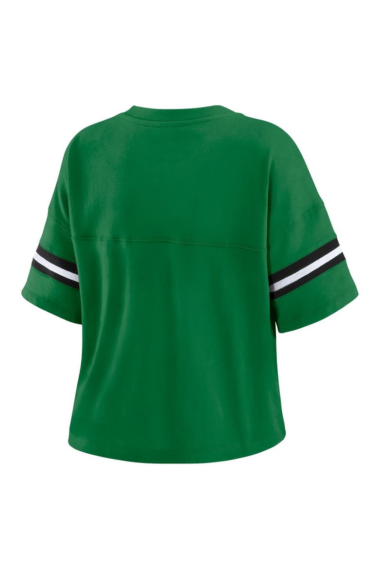 Women's WEAR by Erin Andrews Kelly Green New York Jets Color Block Boxy V-Neck T-Shirt, Alternate, color, Kelly Green