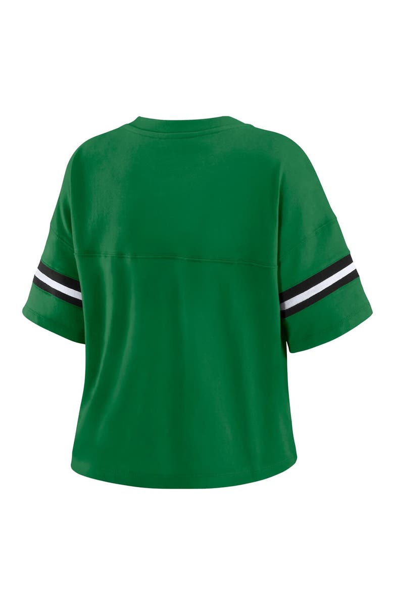 WEAR by Erin Andrews Women's WEAR by Erin Andrews Kelly Green New York Jets Color Block Boxy V-Neck T-Shirt, Alternate, color, Kelly Green