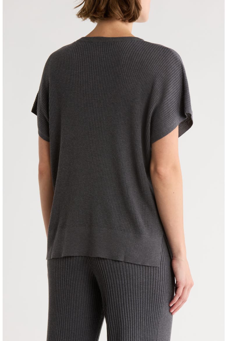 Ribbed Short Sleeve Sweater, Alternate, color, LEAD GREY