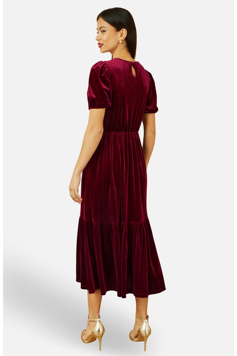Velvet Midi Dress, Alternate, color, Burgundy