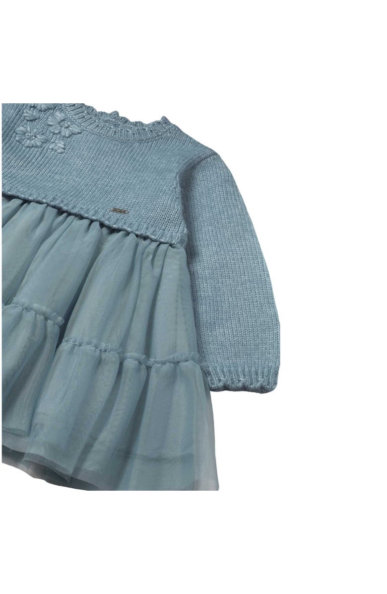 Mayoral Knit and Tulle Dress, Alternate, color, Blue
