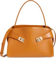 FERRAGAMO Small Hug Grained Leather Top Handle Bag