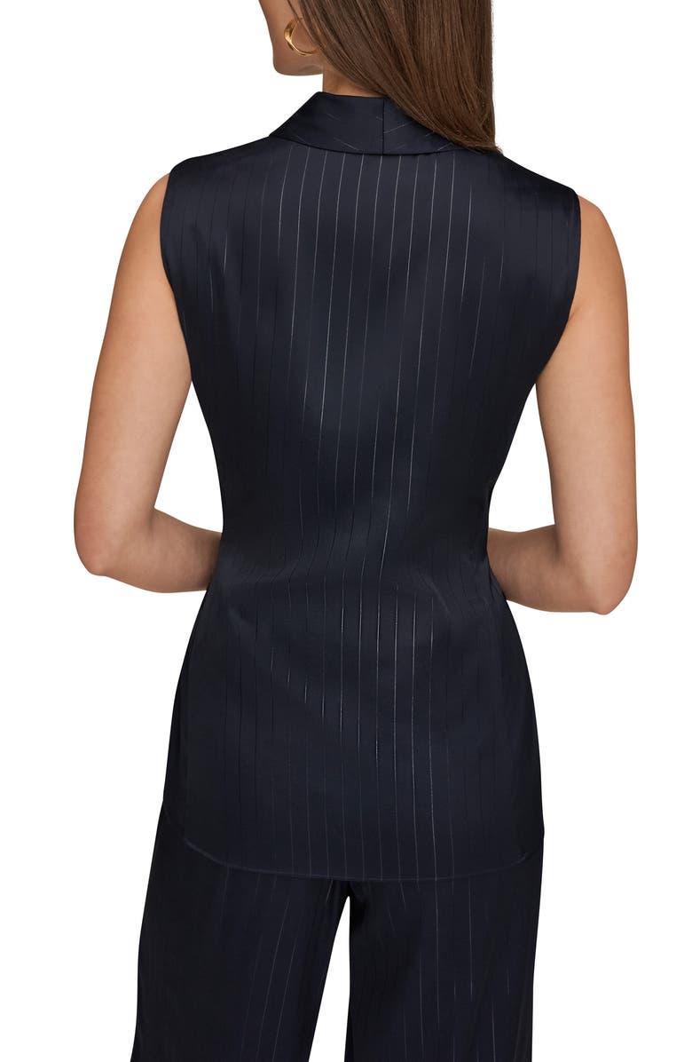 Donna Karan New York Pinstripe Side Tie Sleeveless Top, Alternate, color, 