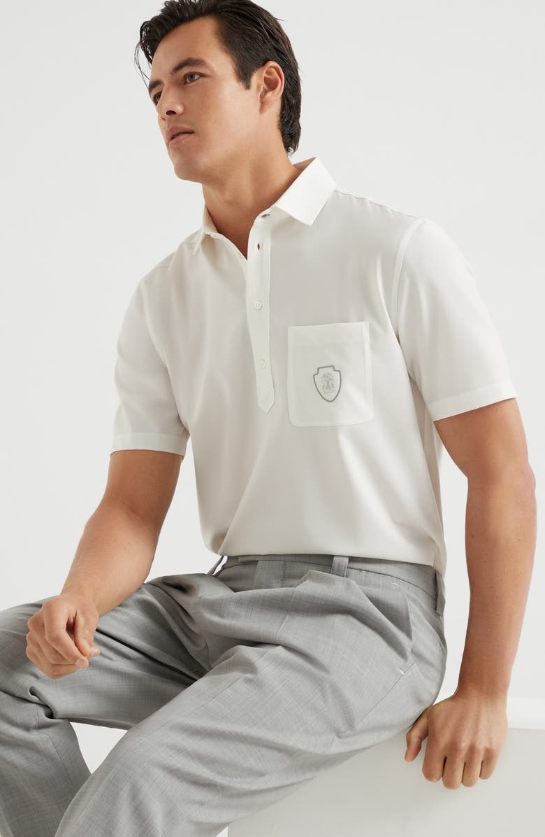 Brunello Cucinelli Polo with pocket and logo, Alternate, color, 
