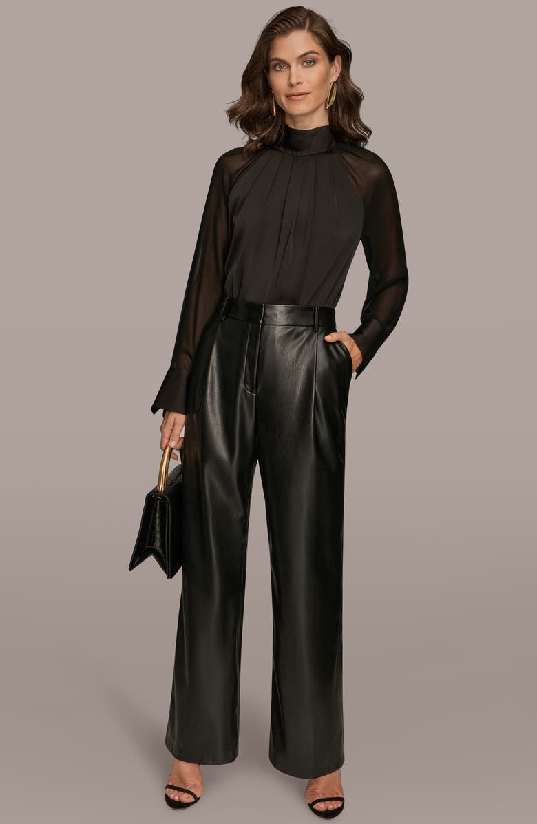 Donna Karan New York Faux Leather Straight Leg Pants, Alternate, color, Black