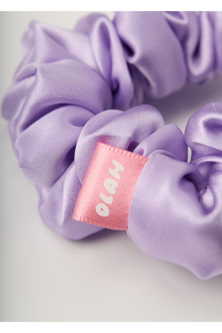 Bunny Ear Silk Hair Tie Scrunchie, Alternate, color, Purple